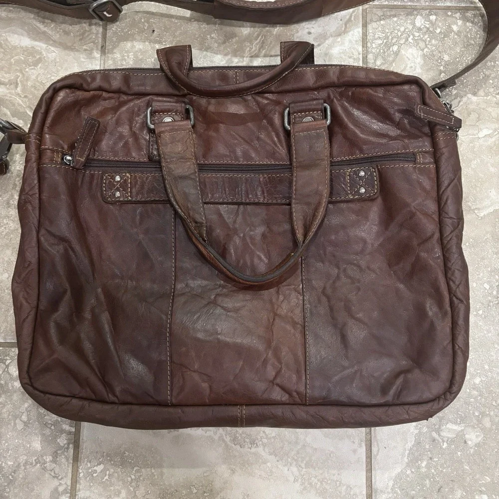 Jack Georges Voyager Buffalo Leather Briefcase #7317, Hand-stained,‎ Cross-body